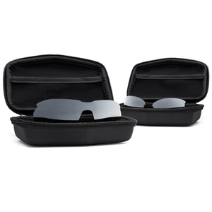 A lens storage pocked for a single shield or dual pair of lenses in the Revant Keeper sunglass case